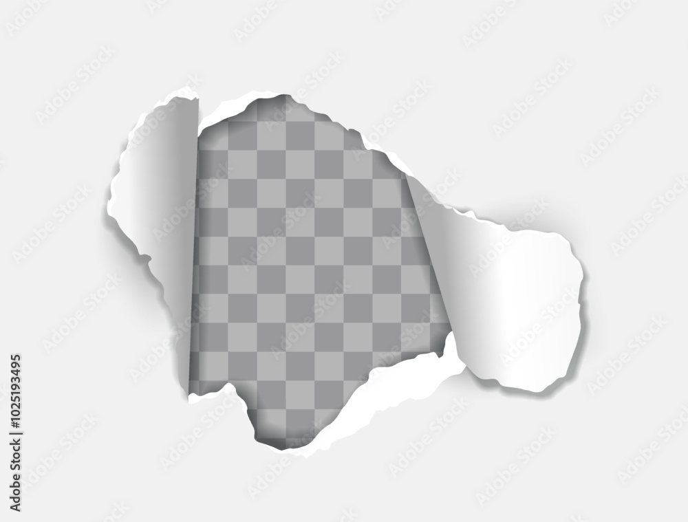 Aufkleber torn paper effect. handmade blank cardboard paper with torn hole. shadow at paper sheet. place for t