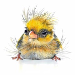 Fototapeta premium Charming Quirky Canary with Bright Yellow Feathers