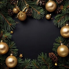 Free Photo christmas wreath with bells and ribbon greeting card Christmas border with copy space festive background