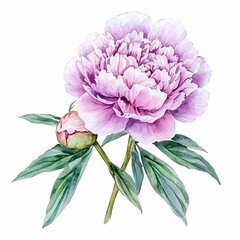 Soft Pastel Pink Watercolor Peony Flower Painting