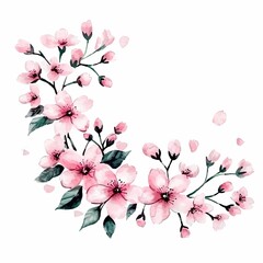 Naklejka premium Delicate Cherry Blossoms in Full Bloom on Branch