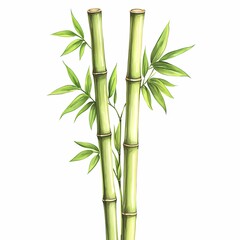 Bamboo Stalks Watercolor Botanical Illustration