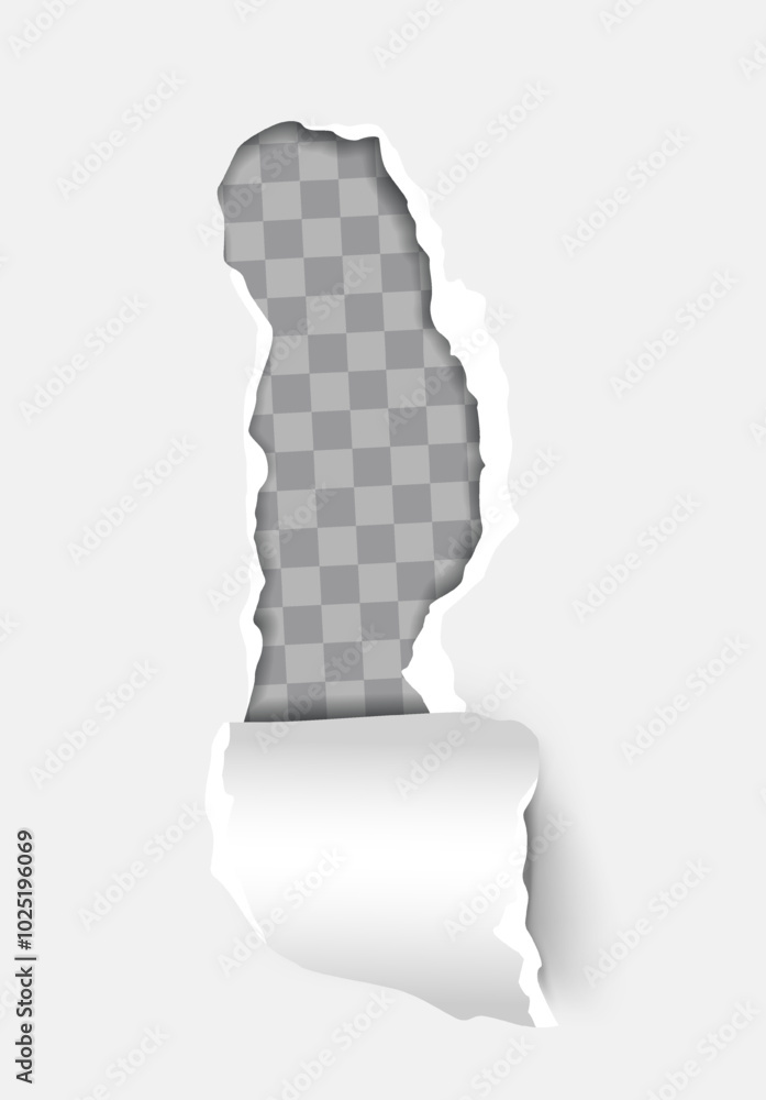 Aufkleber torn paper effect. announcement and notification. cardboard with torn corners and edges. place for s