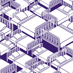 Bed pattern seamless. Bd with blanket and pillow background. texture for fabric