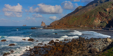 amazing Atlantic coastline. Benijo beach,Tenerife, Canarian islands