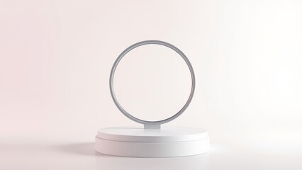 Podium for product presentation on soft light colour background.