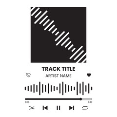 Music media player interface template. Music player vector design. Graphic mediaplayer panel template for mobile app. Modern playback of music application. Vector Illustration.
