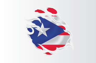Puerto Rico flag ripped icon illustration