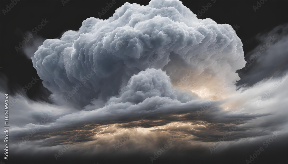 Poster a powerful thunderstorm clouds gathering in the sky with flashes of lightning illuminating the dark 