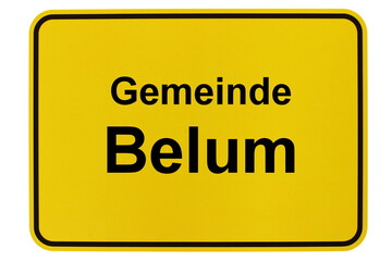 Illustration eines Ortsschildes der Gemeinde Belum in Niedersachsen