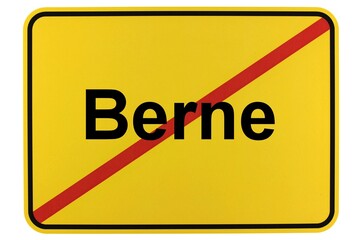 Illustration eines Ortsschildes der Gemeinde Berne in Niedersachsen