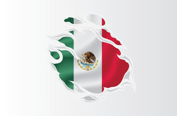 Mexico flag ripped icon illustration