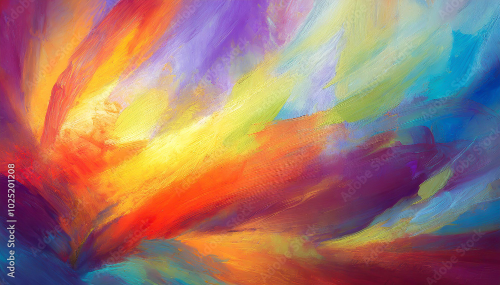 Aufkleber vibrant abstract painting featuring bold colors blending dynamically across the canvas in an express