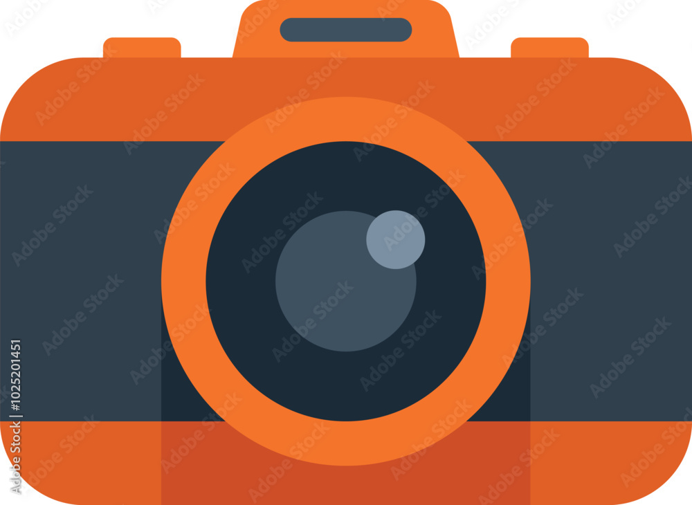 Poster orange digital camera capturing images and creating memories