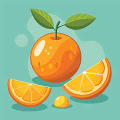 Orange fruit Vector Illustration isolated on white background