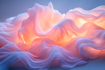 Obraz premium A wave of pink and white with a yellow light in the middle. The light is glowing and the wave is flowing