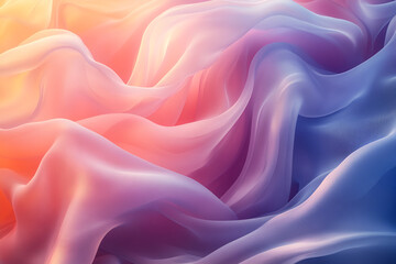 Obraz premium A colorful, flowing piece of fabric with a pink, blue, and purple hue. The fabric is draped in a way that creates a sense of movement and fluidity