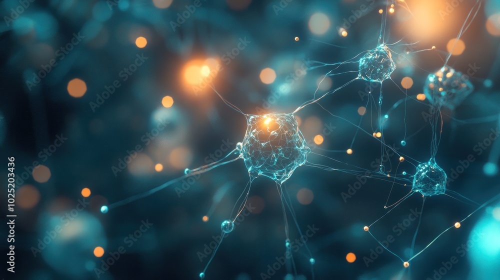 Poster a 3d rendering of interconnected neurons