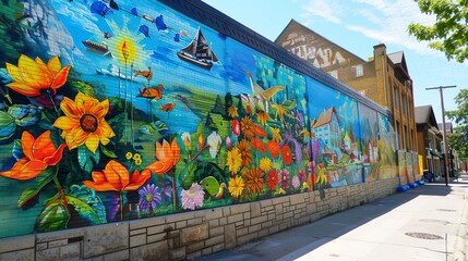 A vibrant street mural celebrating the spirit of Labour Day