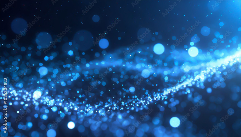 Poster illuminated blue particles swirl in a mesmerizing pattern, creating an enchanting atmosphere in a da