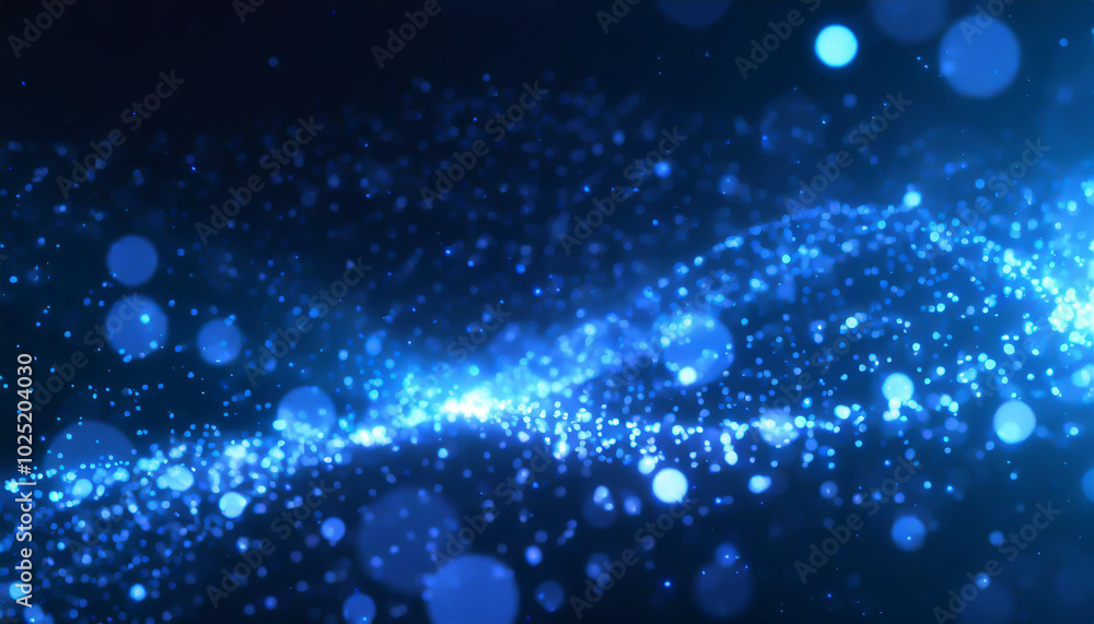 Poster stunning blue background with glowing particles creating a dynamic and vibrant wave pattern
