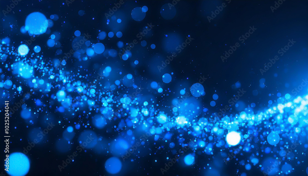 Poster a vibrant display of blue bokeh lights swirling against a dark background creating a mesmerizing abs
