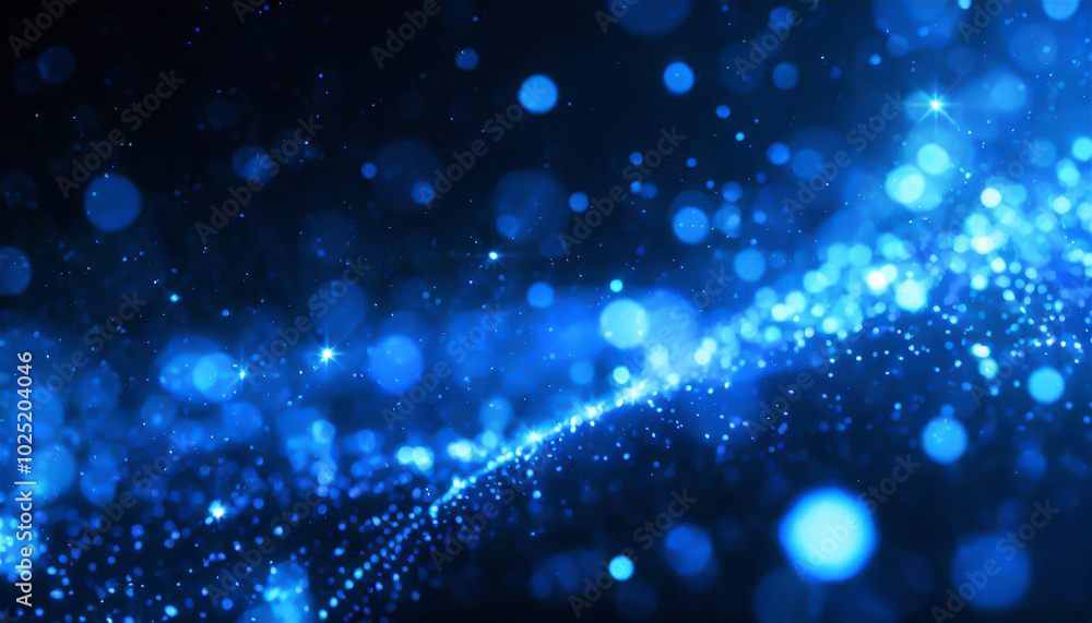 Poster a captivating blue abstract background with shimmering particles creating an ethereal, celestial eff
