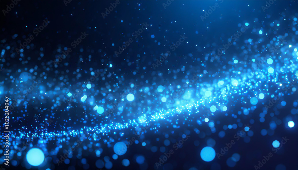 Poster blue sparkling particles creating a dreamy abstract background with a sense of depth and movement