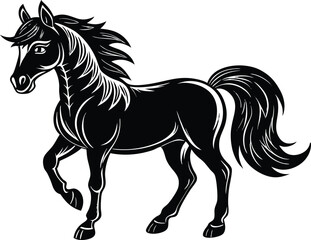 Obraz premium black and white horse illustration.
