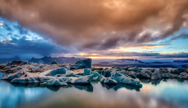 Glacier Park at Sunset, Southern Iceland