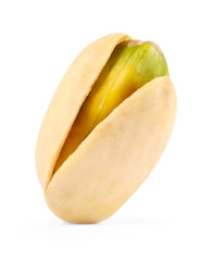 One tasty pistachio nut isolated on white