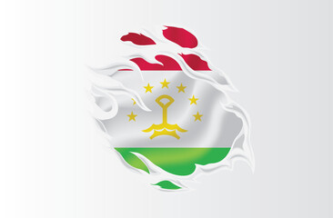 Tajikistan flag ripped icon illustration