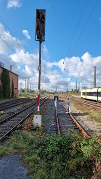 railroad tracks in the countryside