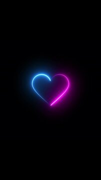 neon heart suit or symbol of playing card, 4K vertical animated seamless loop template for social network