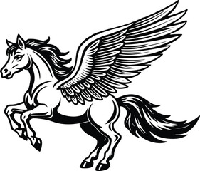 Fototapeta premium black and white horse silhouette vector illustration.