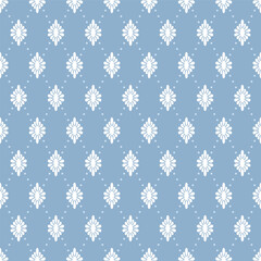 Dainty Pastel Blue Flower Damask Seamless Vector Repeat Pattern