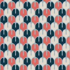 Abstract Geometric Heart Scale Seamless Vector Repeat Pattern