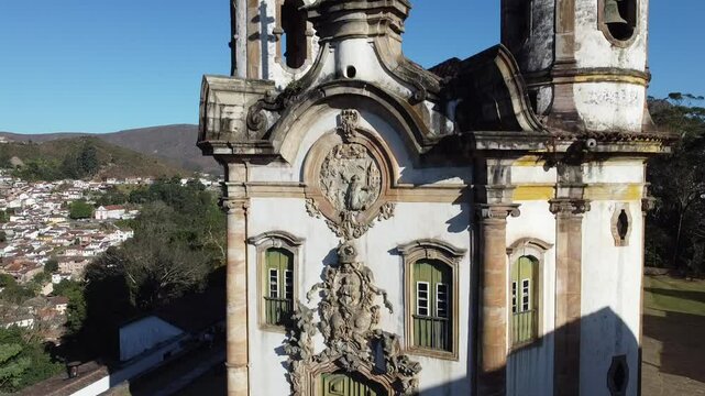 Vista a&eacute;rea Igreja Hist&oacute;rica em Ouro Preto, Minas Gerais