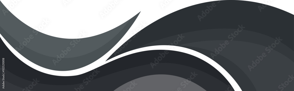 Poster header footer black grey gray curve abstract style border frame vector illustration banner backgroun