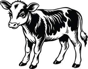 Fototapeta premium baby cow silhouette vector illustration.