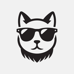 Cat with sunglass logo icon vector illustration 