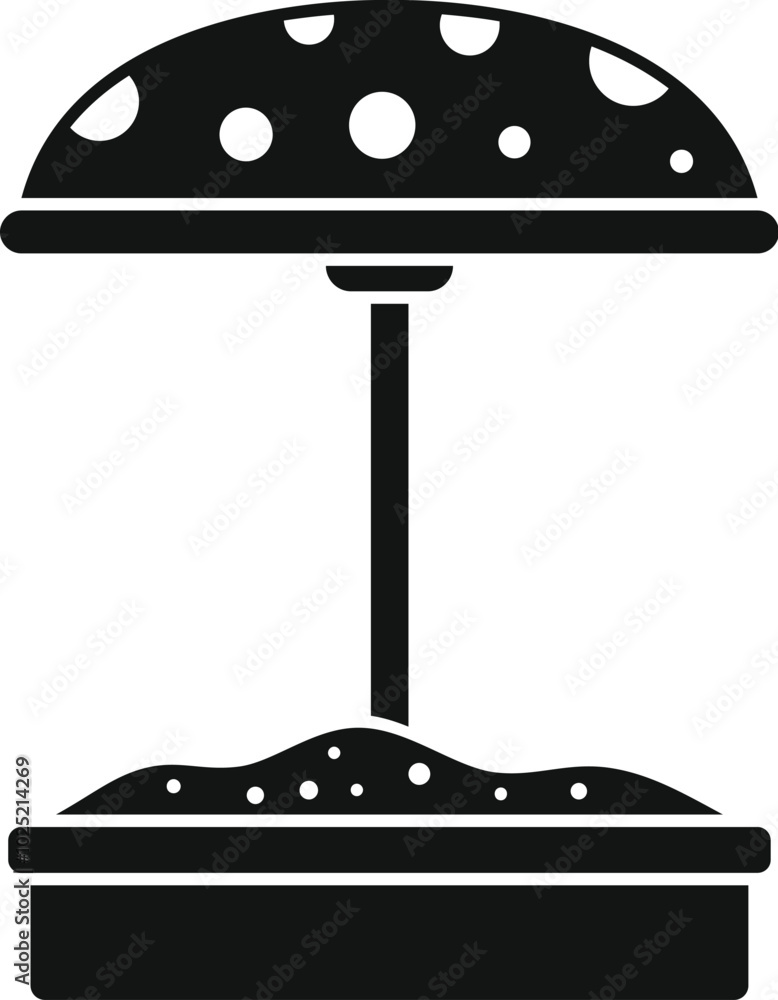 Poster sandbox with a sunshade for playing with sand in the yard or on the playground