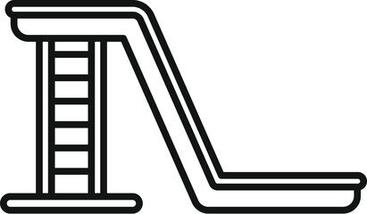 Water park slide icon showing a simple ladder and flume, isolated on white background