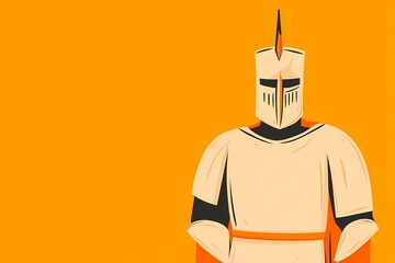 Obraz premium Armored knight illustration with a sword and shield, ideal for medieval-themed posters, fantasy art, and historical illustrations.