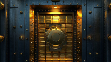 Gold Bars in Vault Door.