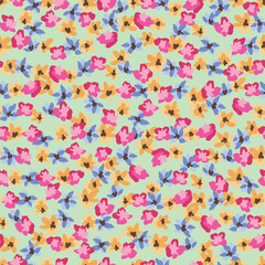 Colorful Spring Flower Ditsy Seamless Vector Repeat Pattern