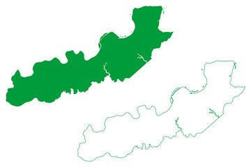 Obraz premium Cutias municipality (Amapa state, Municipalities of Brazil, Federative Republic of Brazil) map vector illustration, scribble sketch Cutias do Araguari map