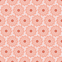 Pastel Pink Swirling Cute Flower Seamless Vector Repeat Pattern