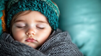 Newborn baby sleeping peacefully in a cozy blanket, representing innocence, love, and the beauty of new life