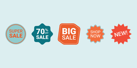 Colorful Sale Badges Set - Special Offers, Discounts & Shopping Labels for Black Friday - Vector Illustration